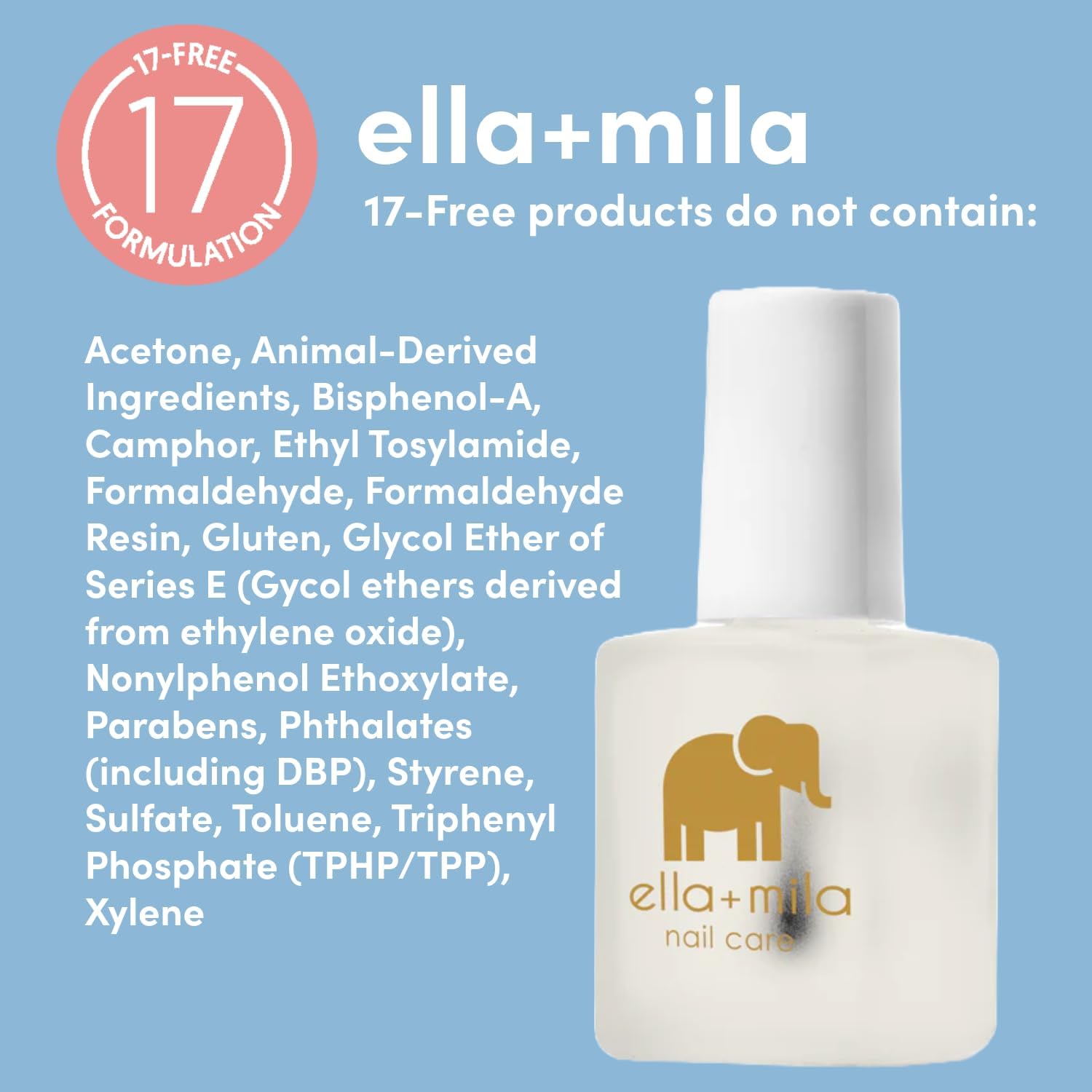 Etiqueta de la botella de Ella Mila No More Biting con indicaciones.