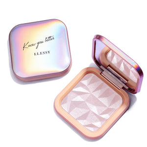 ELLESY Dawn Glow paleta iluminadora con brillo rosa para un look natural