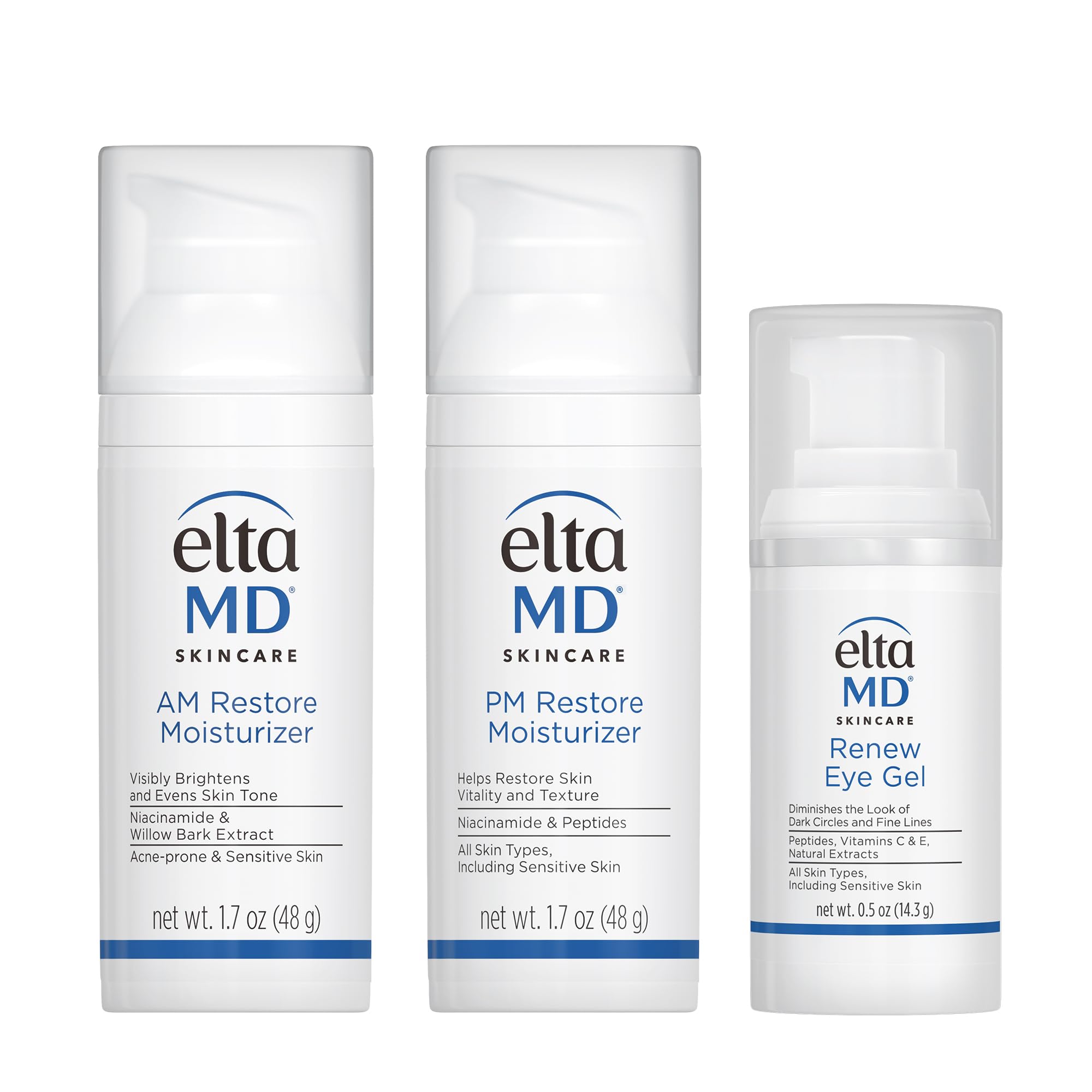 EltaMD AM Restore: botella de crema de día para hidratación suave.