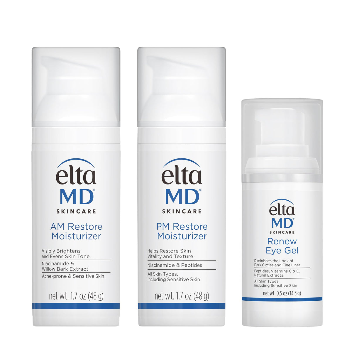 EltaMD AM Restore: botella de crema de día para hidratación suave.