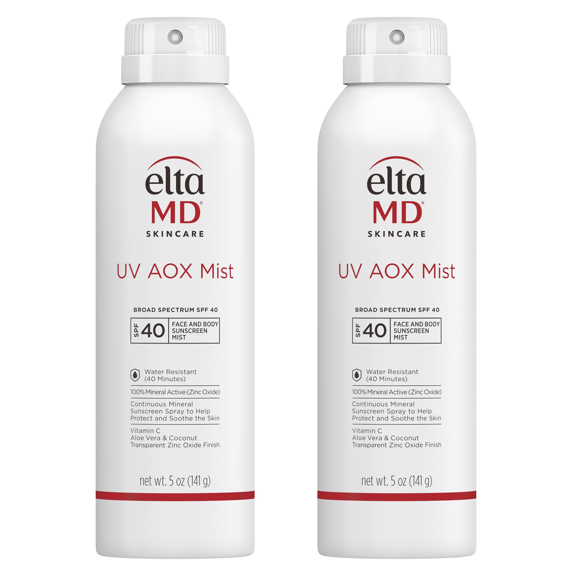 Protección mineral EltaMD UV AOX Mist en spray para rostro y cuerpo, sin blanqueo visible.