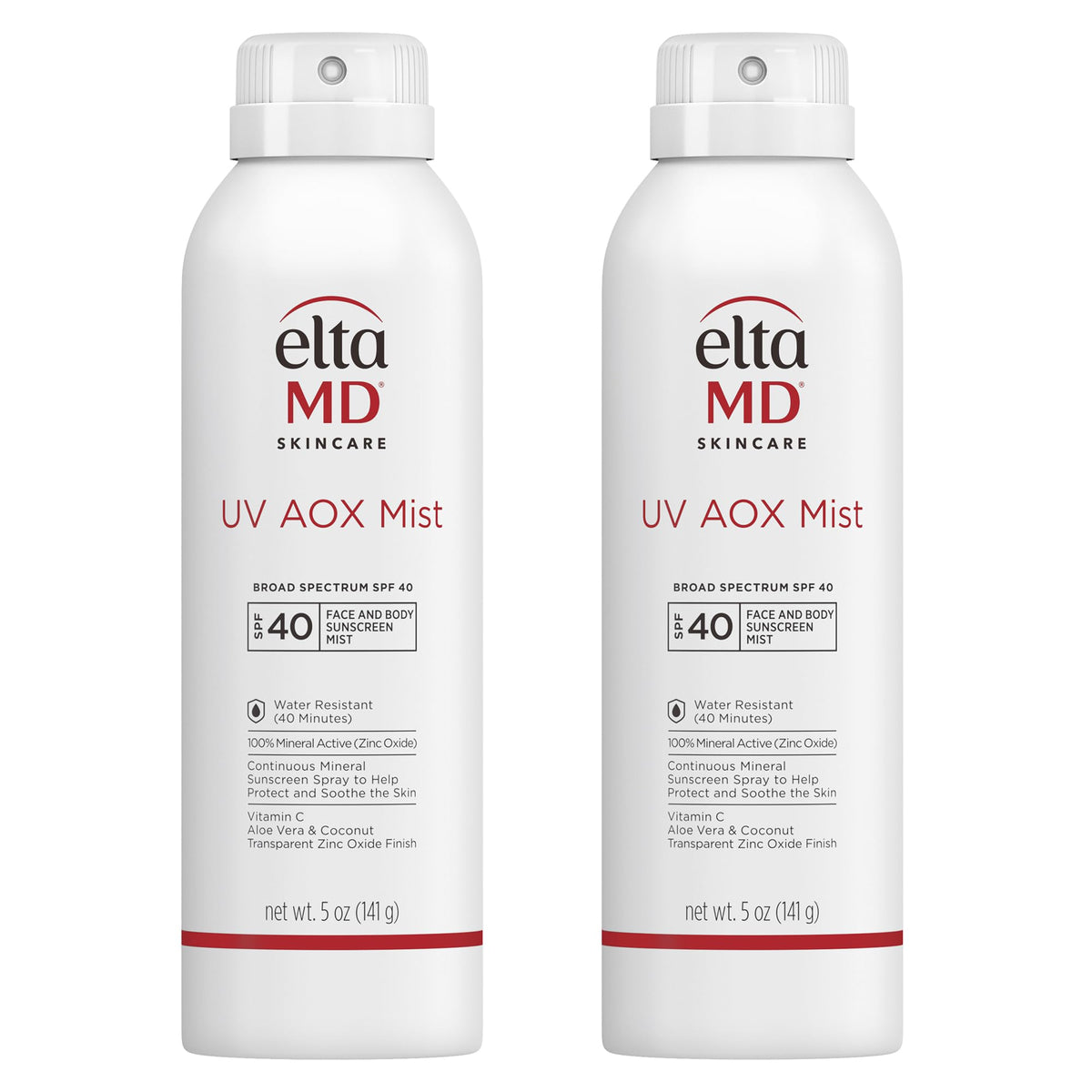 Protección mineral EltaMD UV AOX Mist en spray para rostro y cuerpo, sin blanqueo visible.