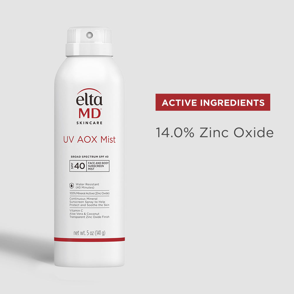 Óxido de zinc en EltaMD UV AOX Mist actúa como protector mineral.