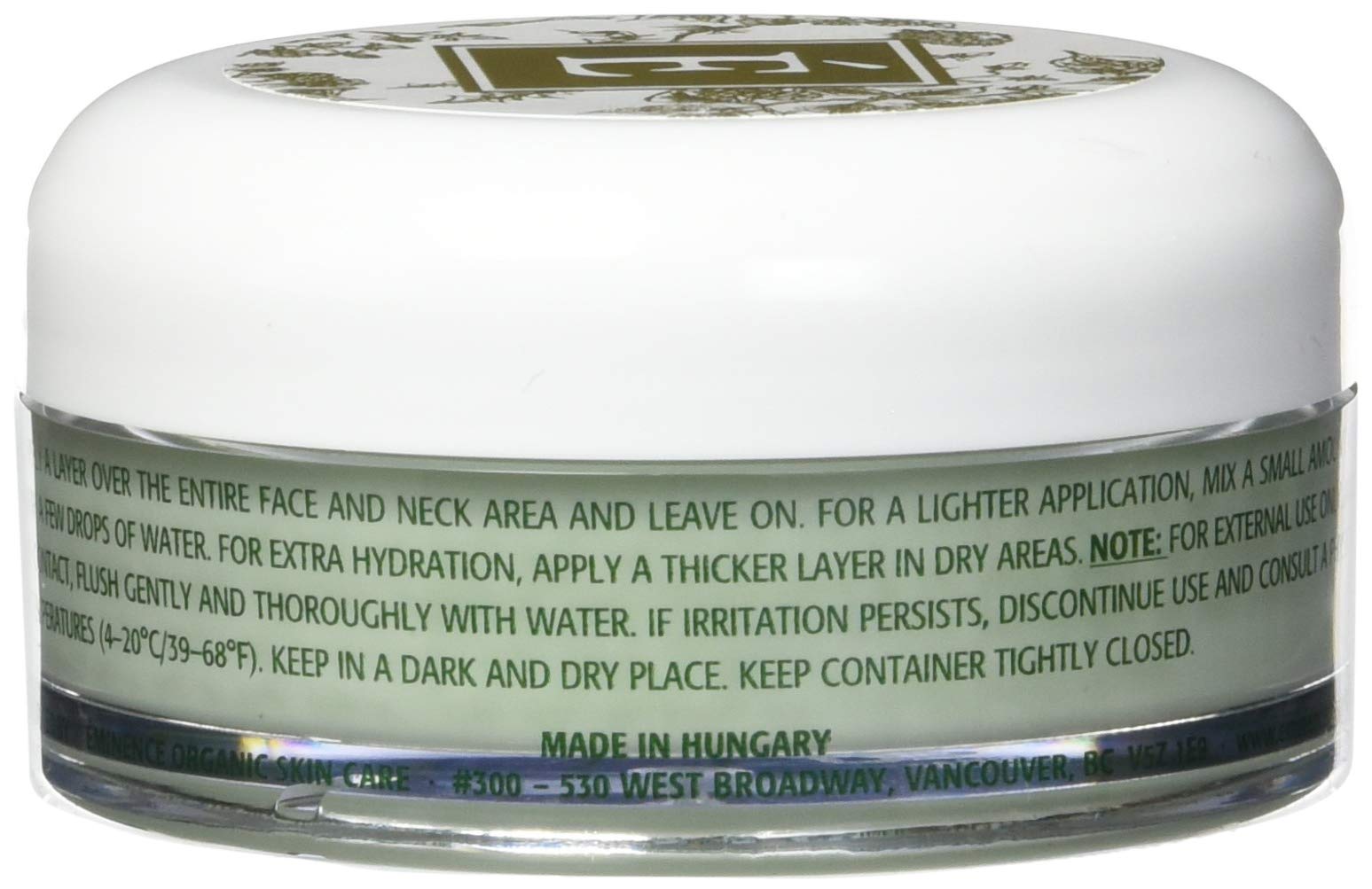 Etiqueta Eminence Bright Skin muestra indicaciones y beneficios para una rutina nocturna.