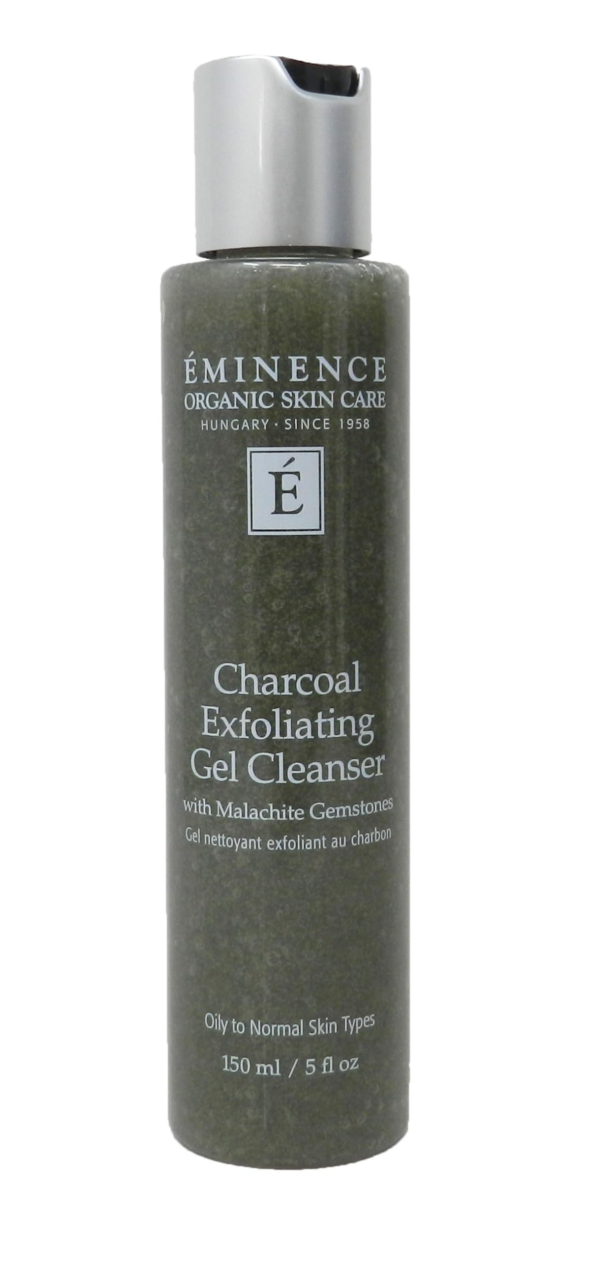 ÉMINENCE gel exfoliante de carbón activado limpia poros y elimina impurezas.