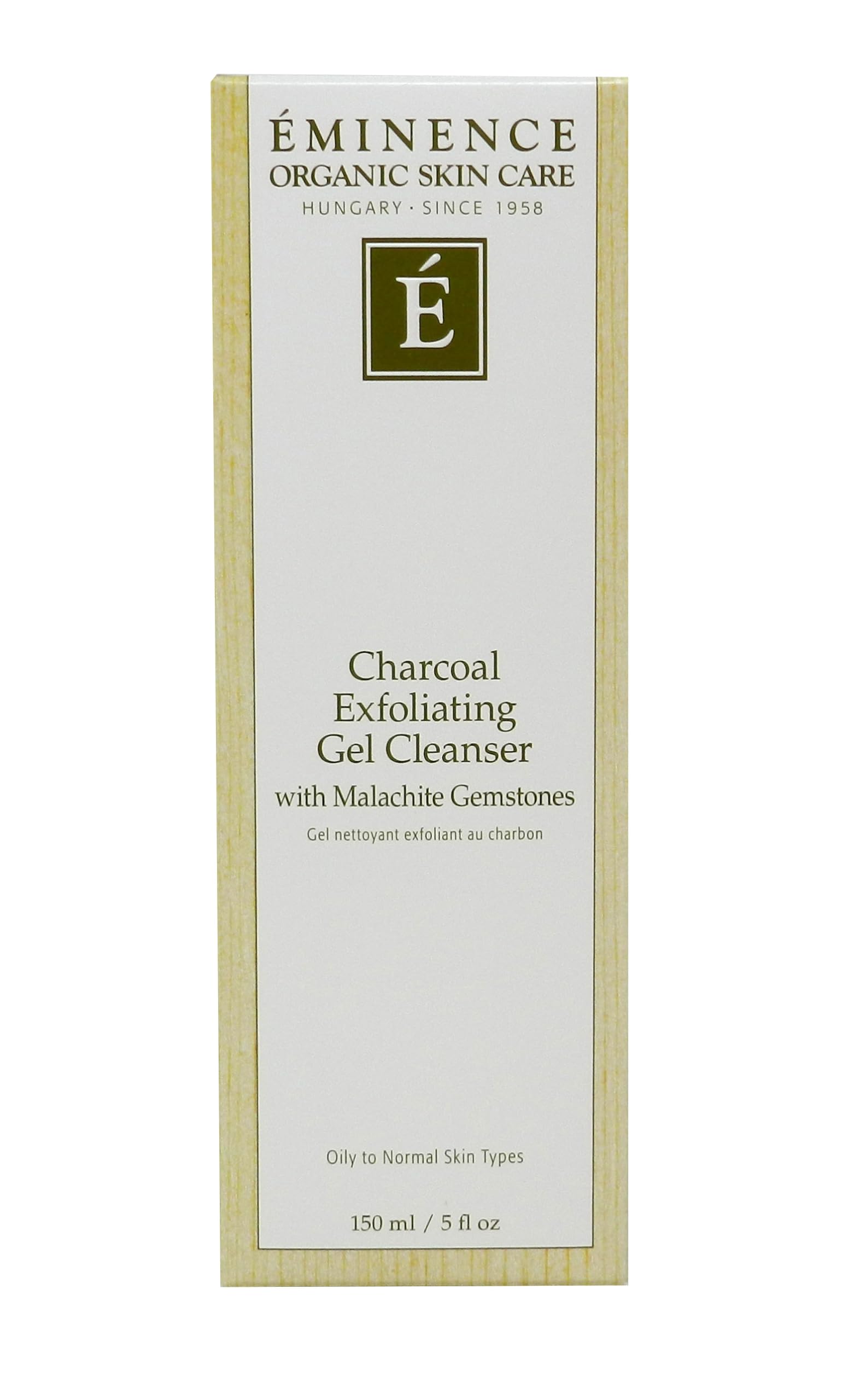 ÉMINENCE gel exfoliante de carbón con textura neutra, sin perfume para uso delicado.