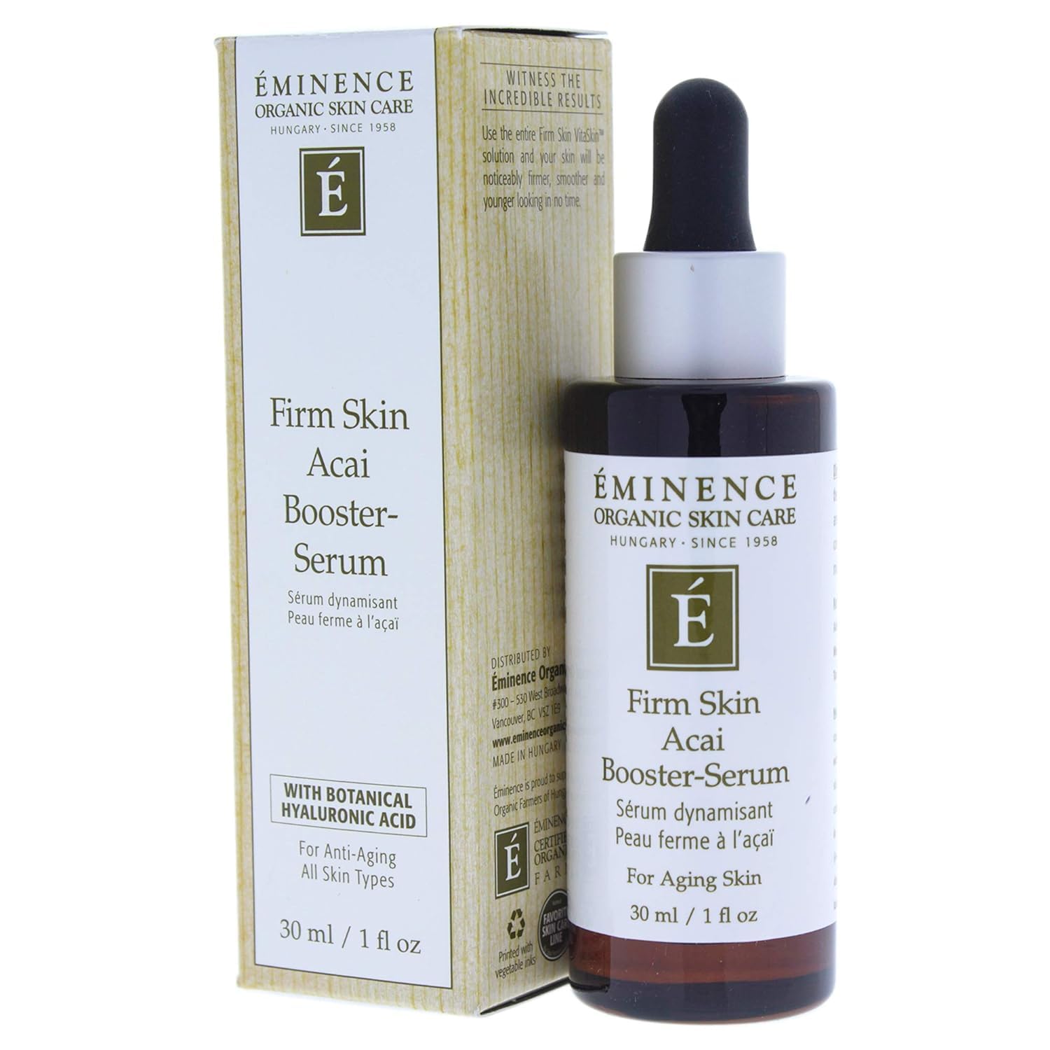 Eminence suero potenciador de acai: empaque compacto para viaje.