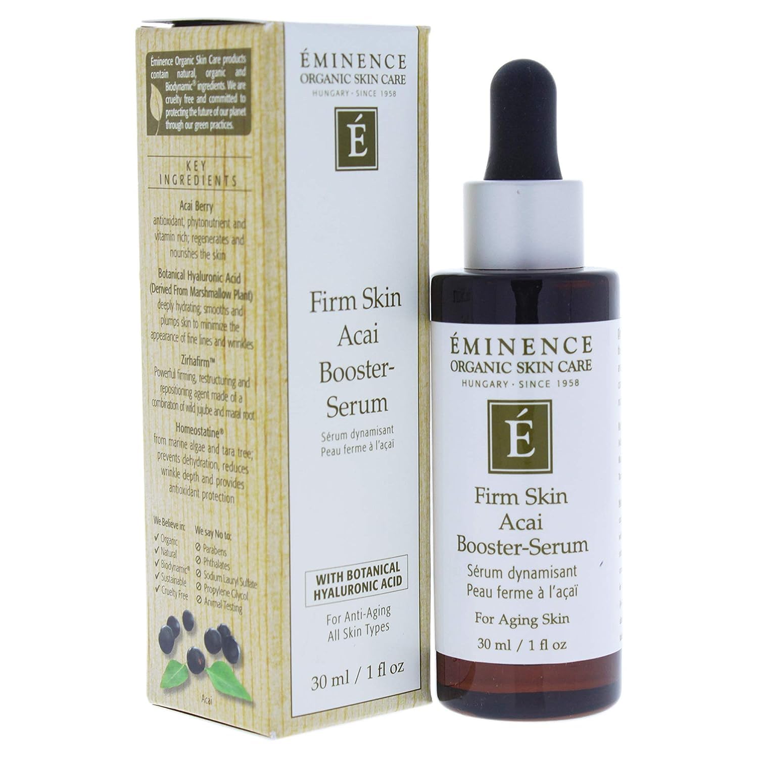 Eminence suero potenciador de acai: botella lista para uso diario.