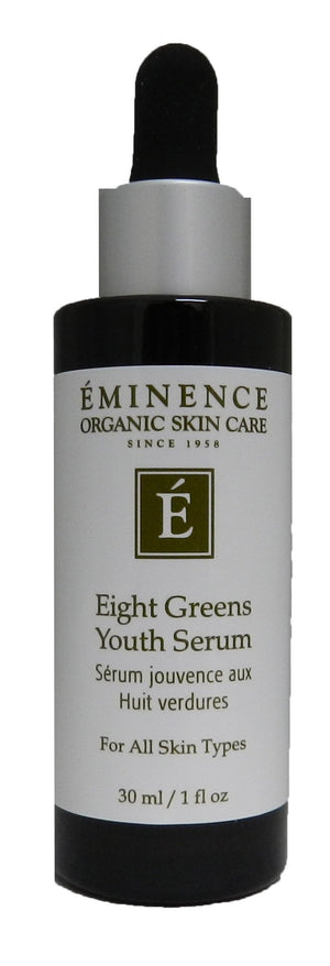 Sérum Eminence en frasco vertido, uso diario para luminosidad y elasticidad.