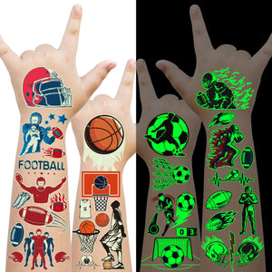 EMOME tatuajes luminosos deportivos para niños, brillan en la oscuridad durante la fiesta.