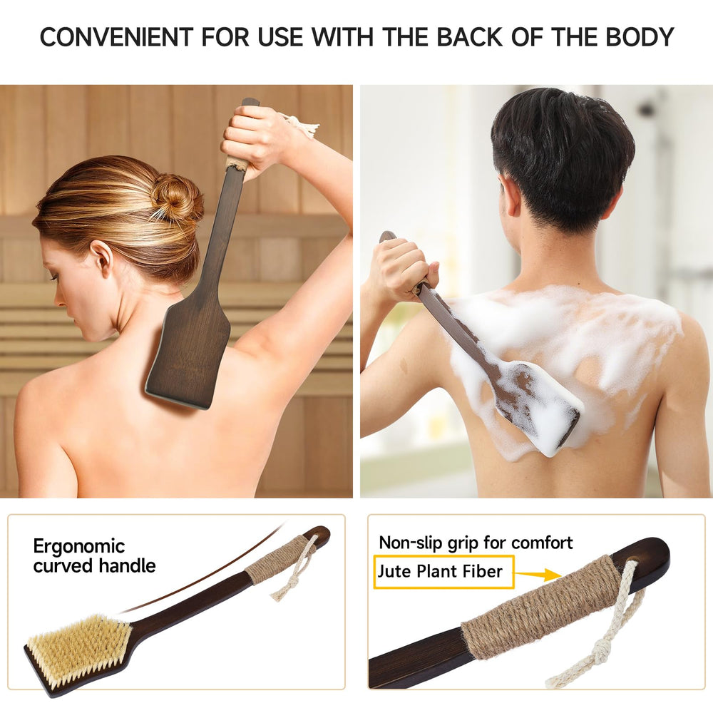 EnamelEVO Back Scrubber uso en ducha para exfoliación profunda.