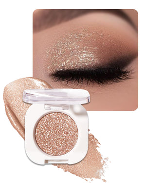 Enfuntins sombra de ojos, tono champán dorado, empaque elegante para looks brillantes.