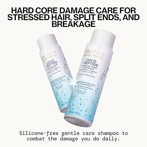 Empaque reciclado de Pacifica Coco Peptide Damage Care para cuidado responsable.