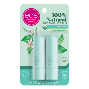EOS bálsamo labial dulce menta: embalaje de dos unidades para uso diario.