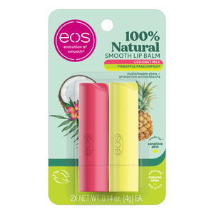 Balsamo labial eos natural coco leche, hidratacion duradera para labios suaves.