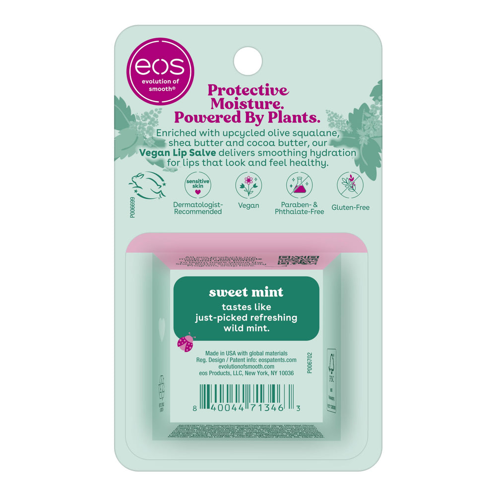 Aroma menta-dulce de eos para ritual diario de cuidado.