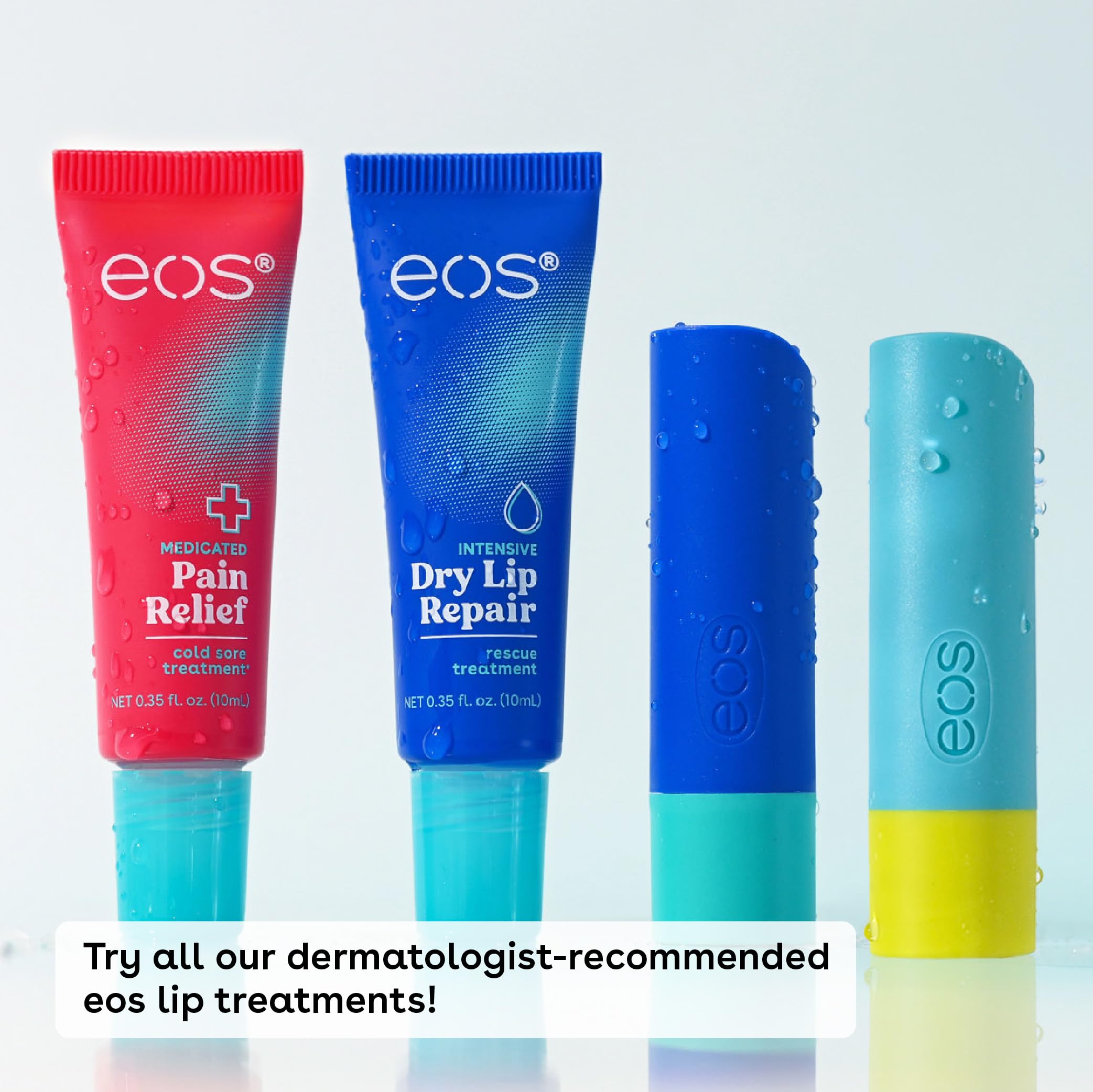 Aplicación suave y rápida de EOS The Hero Lip Repair para labios secos.