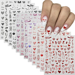 Eostankr pegatinas San Valentín corazones 3D para uñas, decoraciones duraderas.