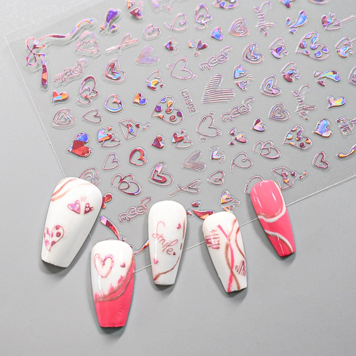 Eostankr pegatinas San Valentín para uñas, aptas para gel y acrílico.