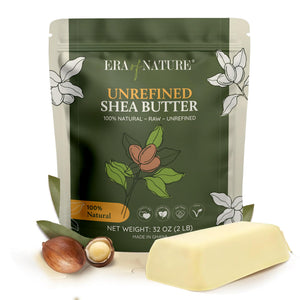 Era of Nature African Shea Butter 32oz jar showing rich, creamy moisture for skin.