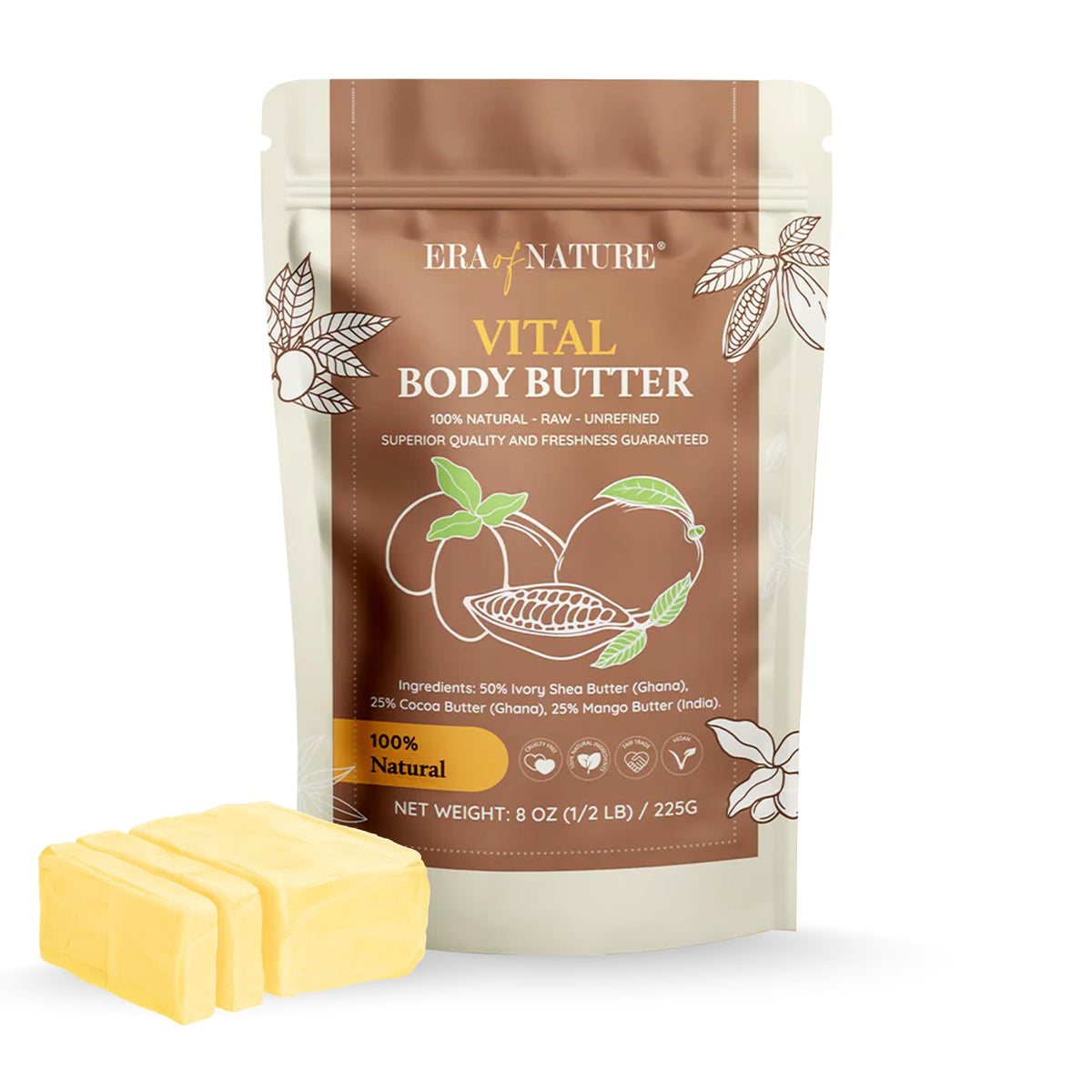 Era of Nature manteca karité orgánica mango cacao en frasco para piel suave y nutrida