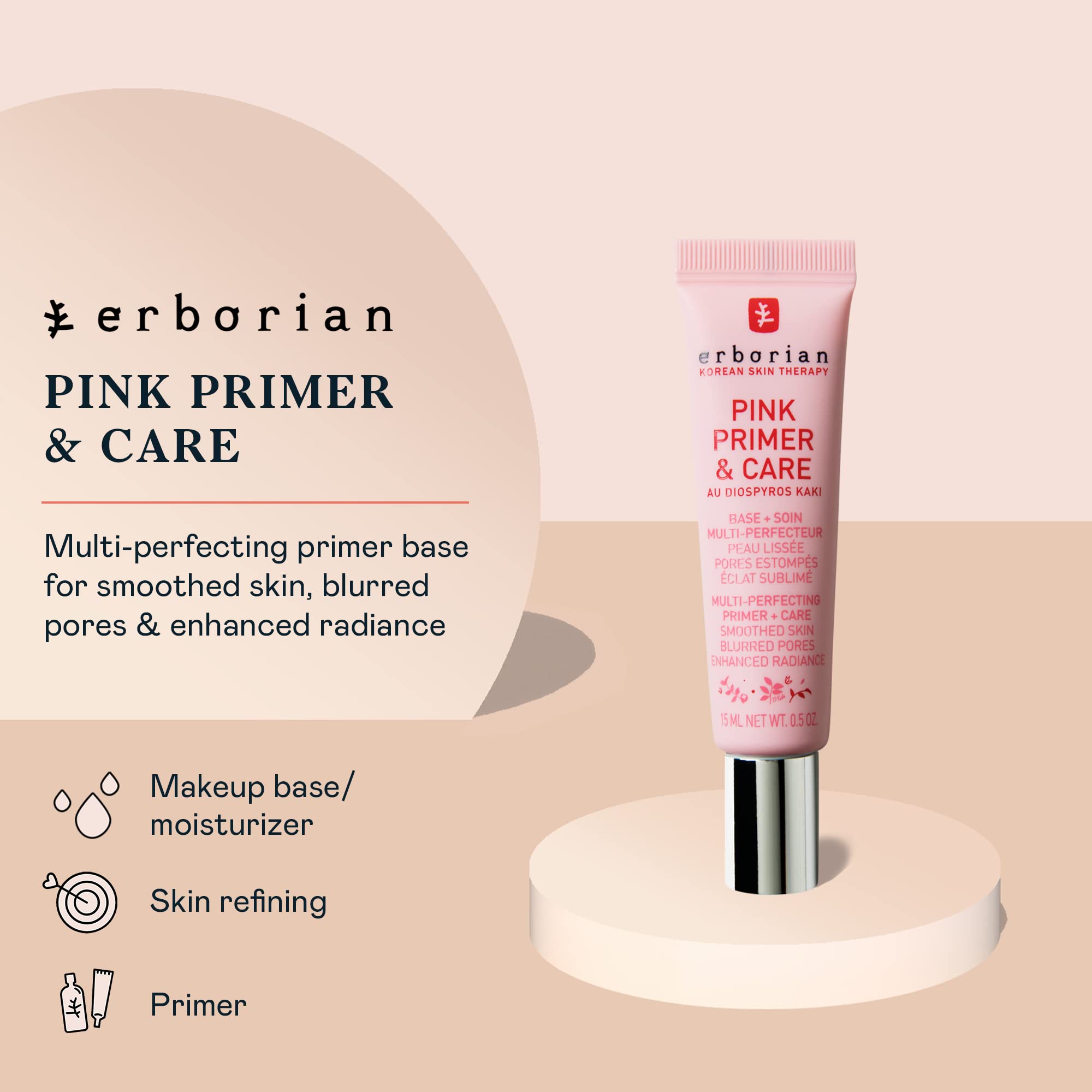 Erborian Primer Rosa y Cuidado, aplicación fácil para preparar la piel.