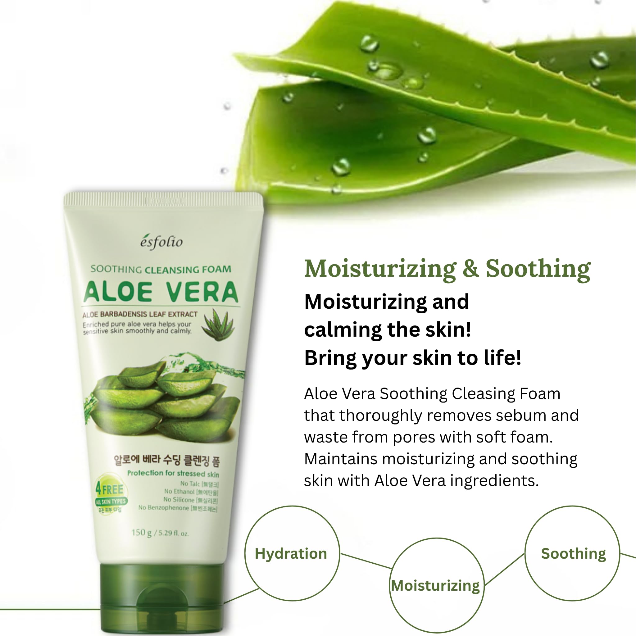 Esfolio aplicación diaria facial para rutina de cuidado.