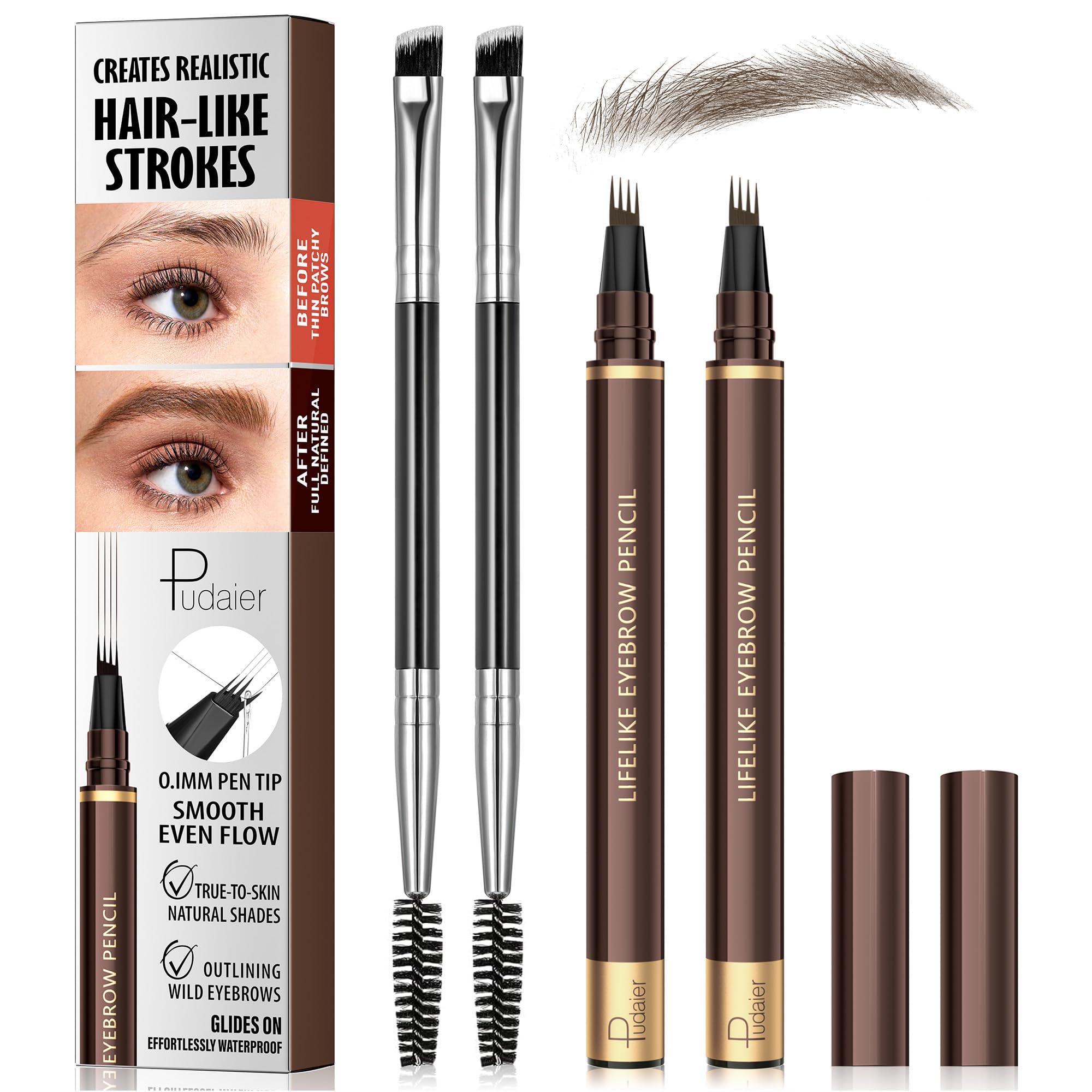 Espoce lápiz cejas 4 puntas ofrece trazos precisos para un acabado natural.