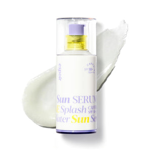 Espoir Water Splash Sun Serum: botella elegante con SPF alto para uso diario.