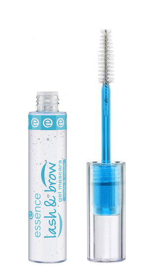 Essence gel transparente para cejas y pestanas, control suave y acabado natural.