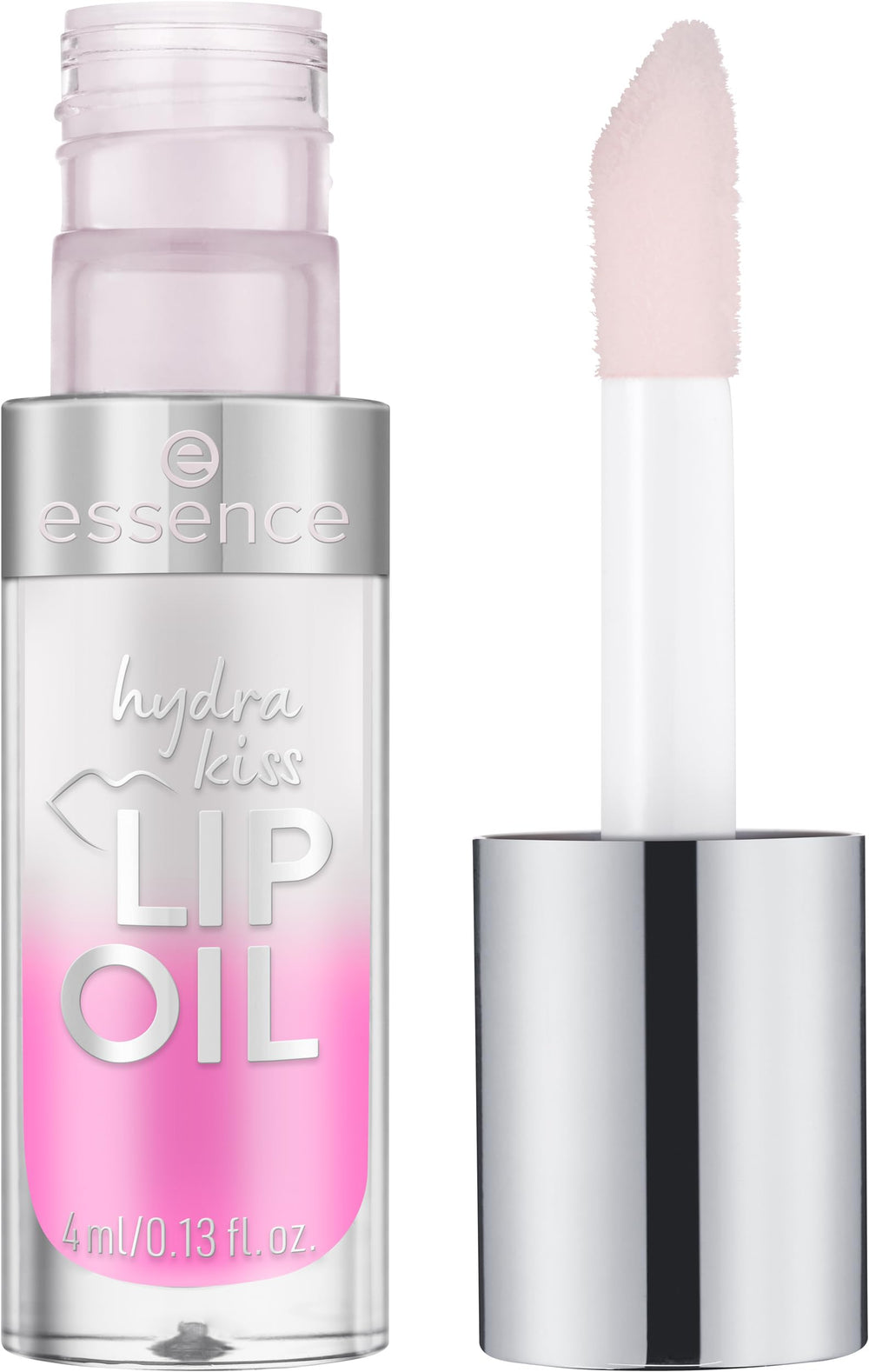 Essence Hydra Kiss Lip Oil con aplicador suave para hidratación diaria.