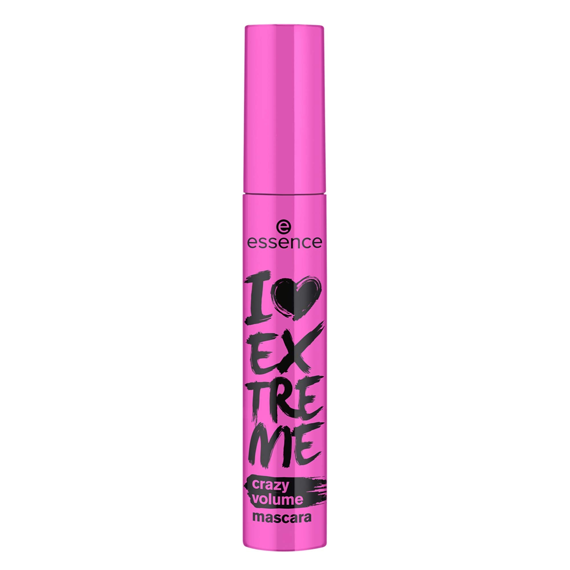 Cepillo de essence I Love Extreme Crazy Volume Mascara en acción para mayor definición.