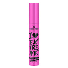 Cepillo de essence I Love Extreme Crazy Volume Mascara en acción para mayor definición.