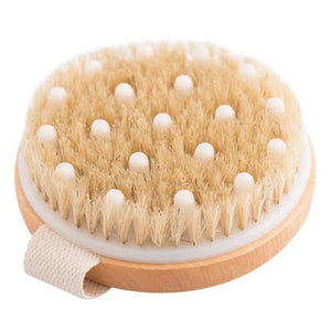 Essential Aura cepillo corporal seco con cerdas naturales exfoliando suavemente la piel