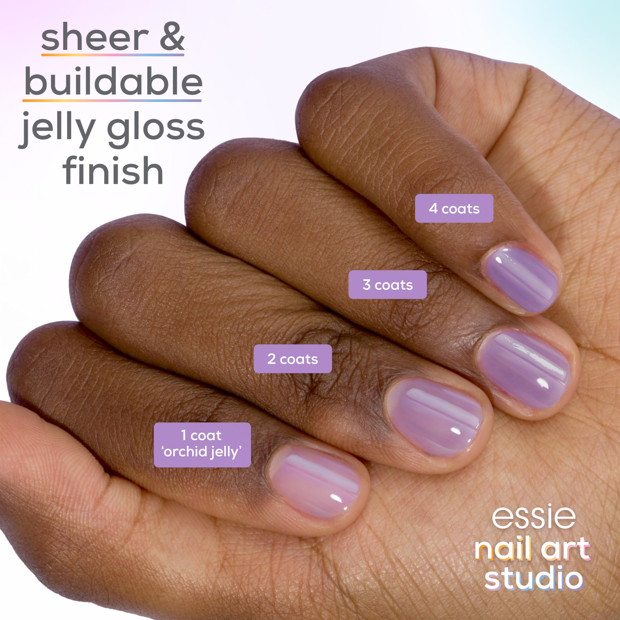 Acabado lechoso translúcido para capas suaves con essie Jelly Gloss.