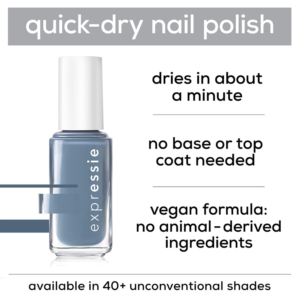 Con Essie Expressie, aplica dos capas sin base ni capa superior.