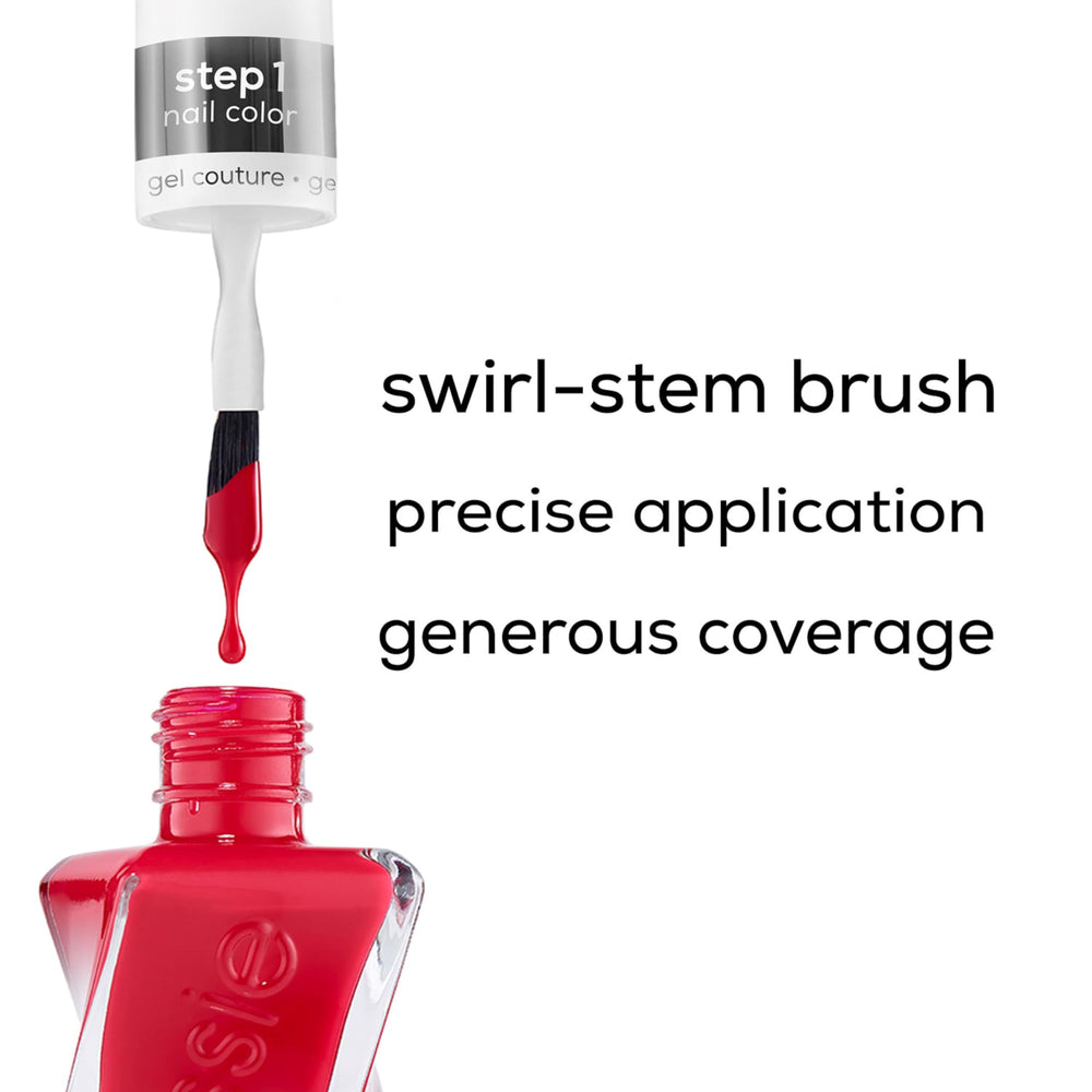Brocha Swirl-Stem de Essie Gel Couture facilita cobertura y precisión.