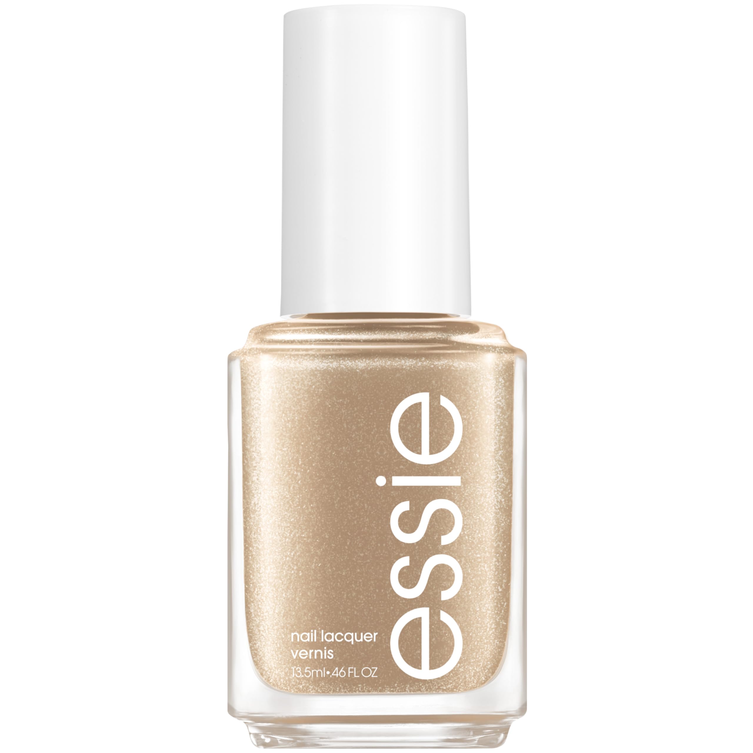 essie Good As Gold: botella en primer plano con acabado dorado brillante