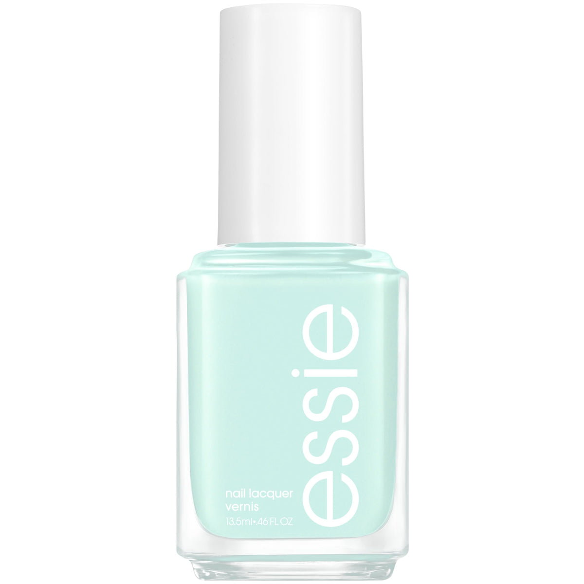 Esmalte essie Seas The Day en tono menta con brillo duradero.