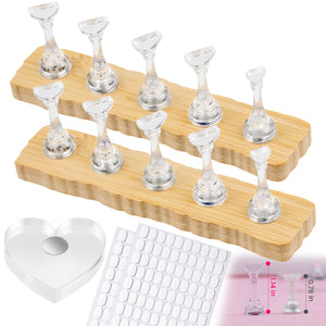 ESUOHYM base de soporte para uñas en madera con agarre estable para secado.