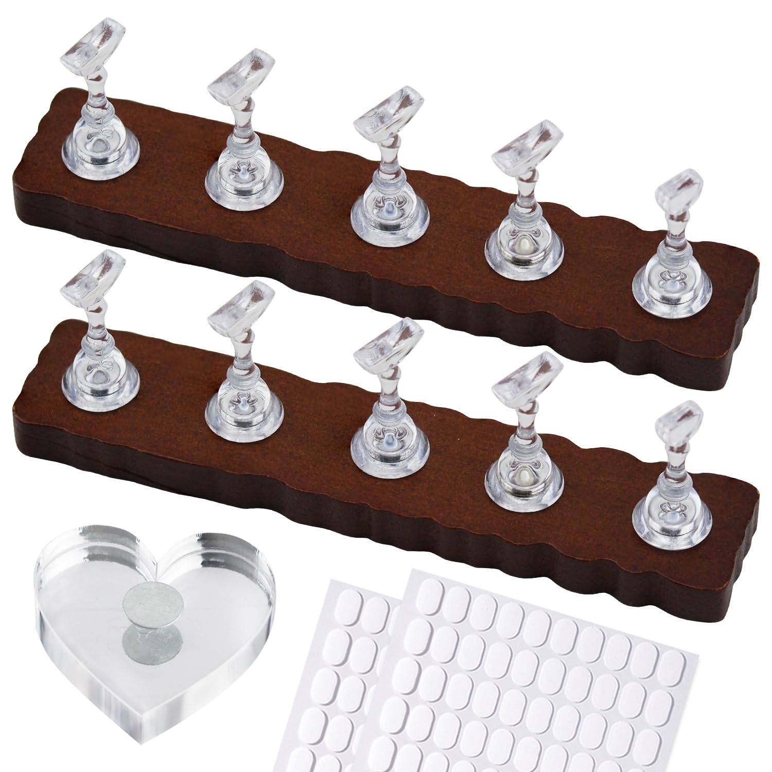 ESUOHYM: soporte de uñas con forma de corazón, acrílico y magnético para exhibir diseños.