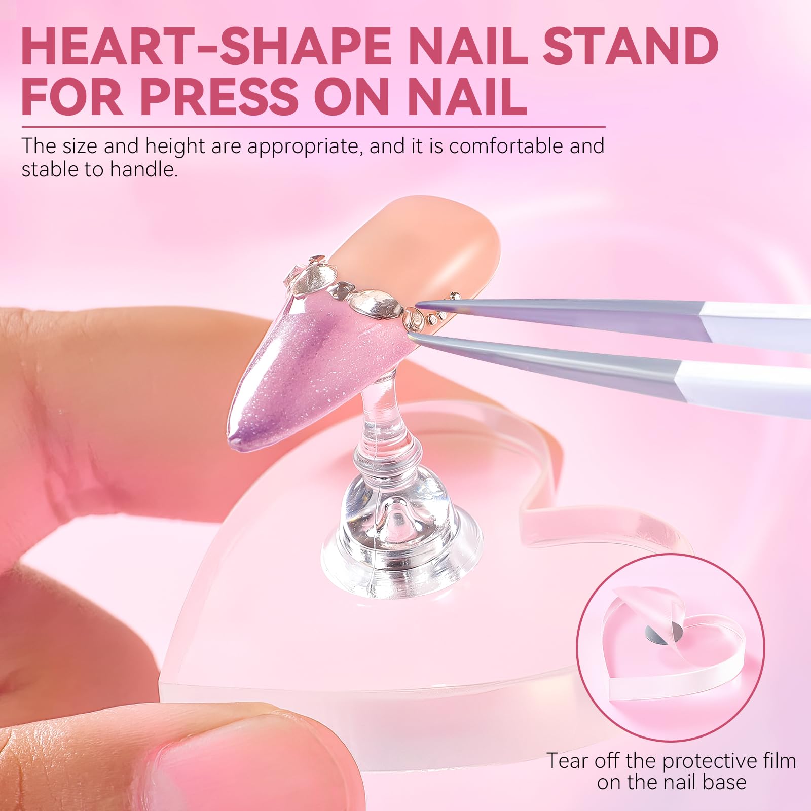 ESUOHYM porta-uñas corazón acrílico para diseños elegantes
