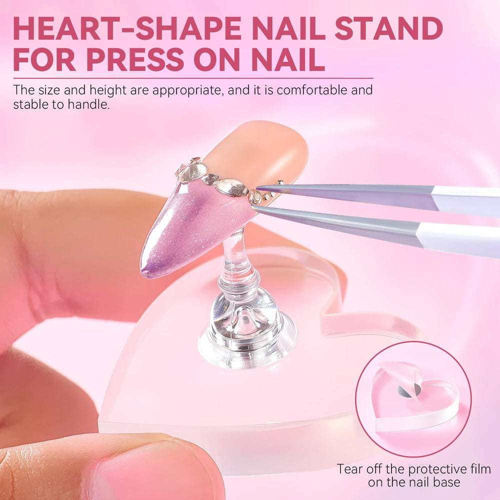ESUOHYM porta-uñas corazón acrílico para diseños elegantes