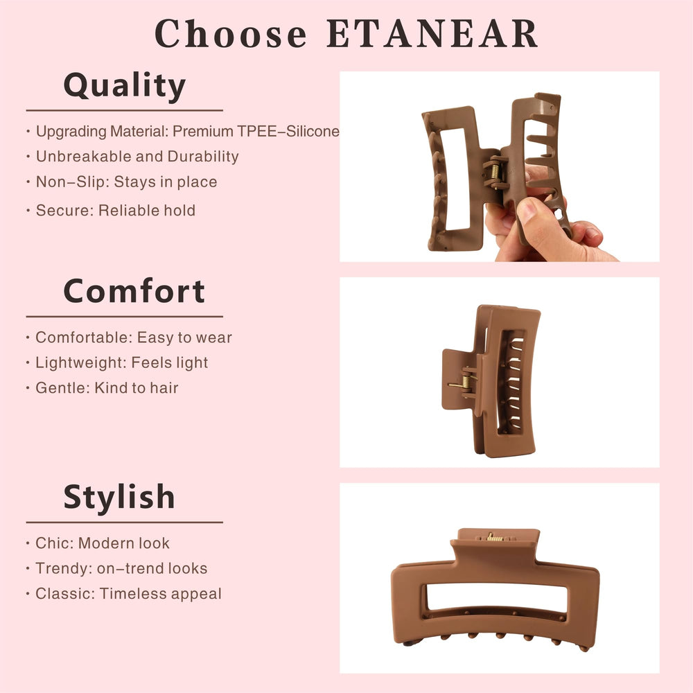 ETANEAR pinzas garra nube para cabello grueso con sujeción estable