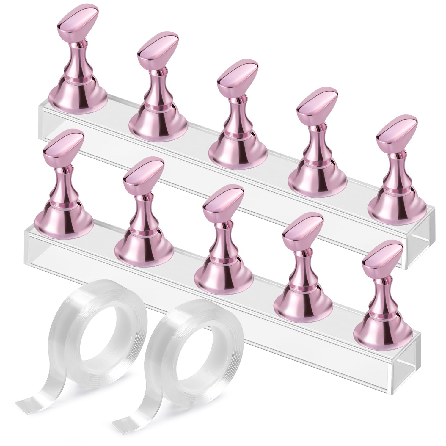 Soporte Etercycle para uñas acrílicas rosa en exhibición para practicar diseños