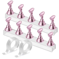 Soporte Etercycle para uñas acrílicas rosa en exhibición para practicar diseños