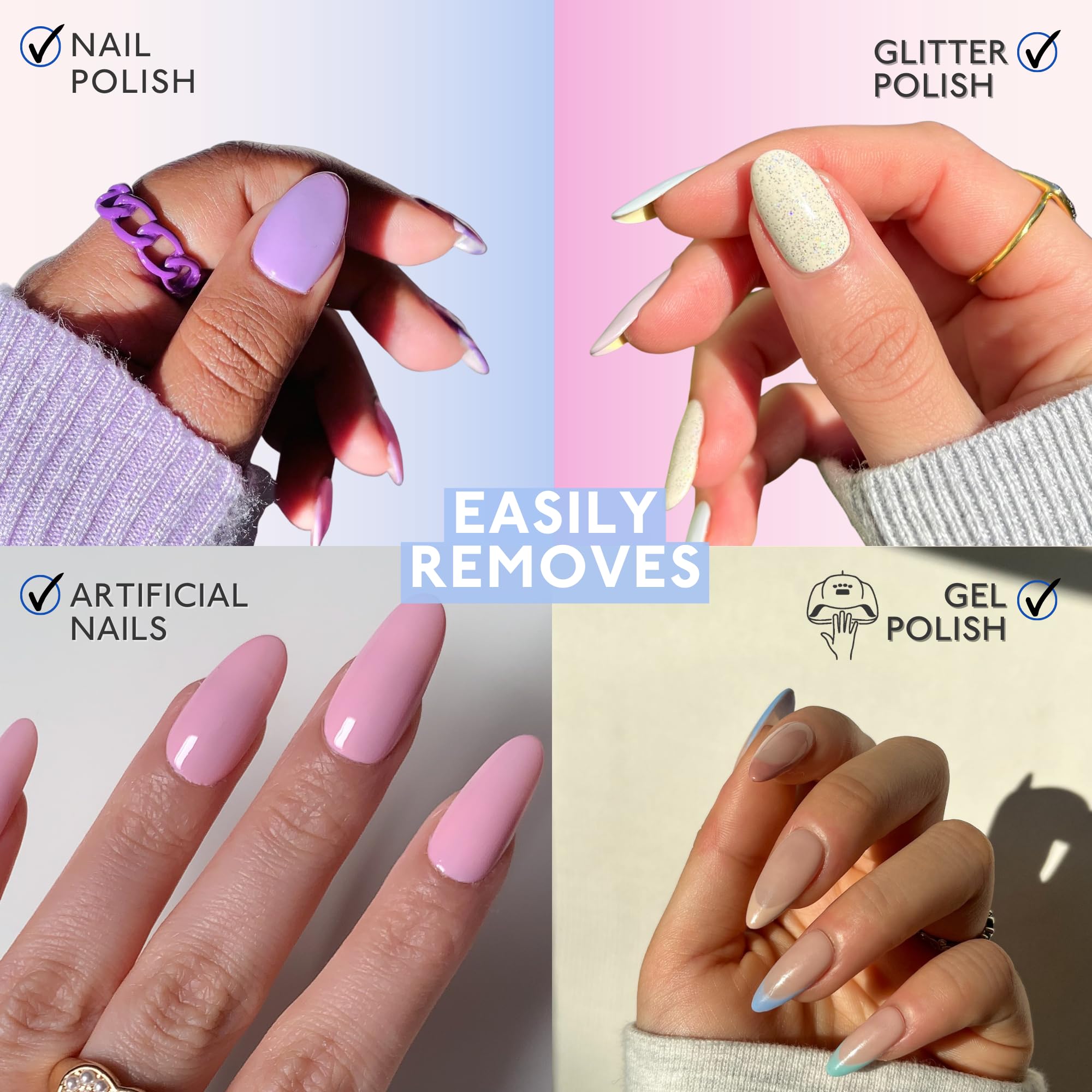 Eternal acetona pura elimina gel, acrílico y shellac sin irritar uñas naturales.