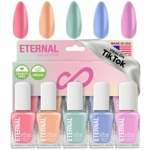 Conjunto de esmaltes Eternal Pastel para manicura diaria con acabado brillante.