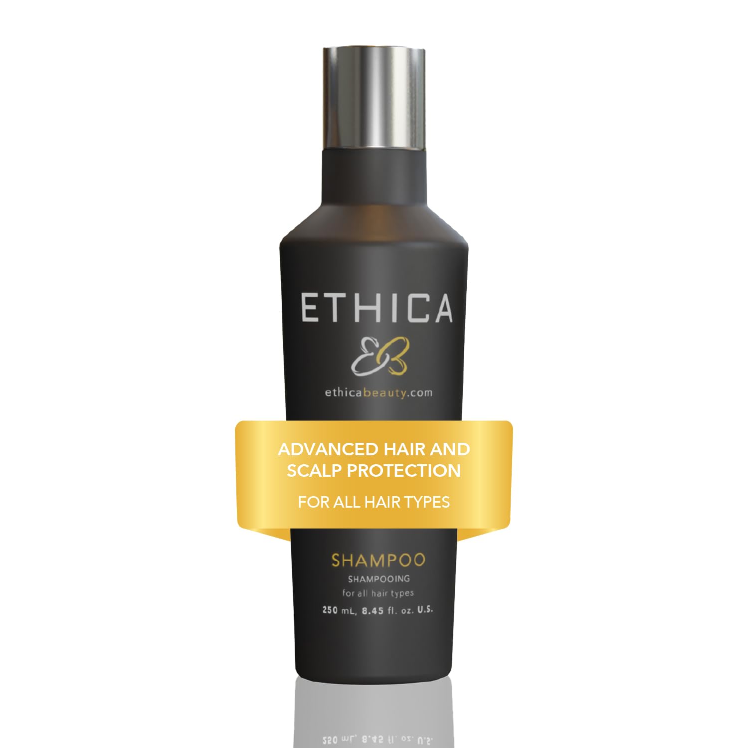 Ethica Beauty champú sin sulfatos en envase, ideal para cabello suave y limpio.