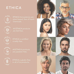 Ethica Beauty etiqueta sin fragancia, ideal para uso diario sin irritación.